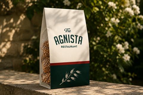 Цөцгий, гүн ногоон өнгийн Agnista талх нарийн боовны уут, хайрцгийн концепц mockup
